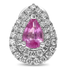 1.36CT DIAMOND & AAA PINK SAPPHIRE 18KT WHITE GOLD PEAR SHAPE HALO STUD EARRINGS