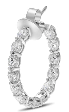 ESTATE 5.60CT DIAMOND 18KT WHITE GOLD CLASSIC OVAL INSIDE OUT HANGING EARRINGS