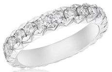 ESTATE 1.97CT DIAMOND 14KT WHITE GOLD 3D ROUND ETERNITY WEDDING ANNIVERSARY RING