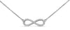 ESTATE .15CT DIAMOND 14KT WHITE GOLD CLASSIC INFINITY SIDEWAY FIGURE 8 NECKLACE