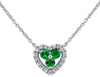 .43CT DIAMOND & AAA TSAVORITE 14KT WHITE GOLD 3 STONE HEART SHAPE LOVE NECKLACE
