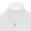 .73CT DIAMOND & AAA PINK SAPPHIRE 18K WHITE GOLD PEAR SHAPE DOUBLE HALO NECKLACE