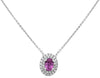 .91CT DIAMOND & AAA PINK SAPPHIRE 18KT WHITE GOLD 3D OVAL DOUBLE HALO NECKLACE