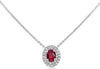 .63CT DIAMOND & AAA RUBY 18KT WHITE GOLD OVAL & ROUND DOUBLE HALO LOVE NECKLACE