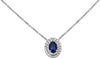 .68CT DIAMOND & AAA SAPPHIRE 18K WHITE GOLD 3D OVAL & ROUND DOUBLE HALO NECKLACE