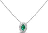 .69CT DIAMOND & AAA EMERALD 18K WHITE GOLD 3D OVAL & ROUND DOUBLE HALO NECKLACE