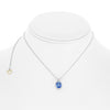 2.08CT DIAMOND & AAA SAPPHIRE 18KT WHITE GOLD OVAL & ROUND FLOWER LOVE NECKLACE