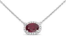 .52CT DIAMOND & AAA RUBY 18KT WHITE GOLD 3D OVAL & ROUND SIDEWAYS LOVE NECKLACE