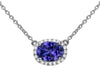 1.24CT DIAMOND & AAA SAPPHIRE 14KT WHITE GOLD 3D OVAL & ROUND HALO LOVE NECKLACE