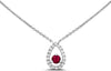 .36CT DIAMOND & AAA RUBY 14KT WHITE GOLD ROUND TEAR DROP SOLITAIRE LOVE NECKLACE