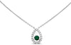 .32CT DIAMOND & AAA EMERALD 14KT WHITE GOLD ROUND TEAR DROP SOLITAIRE NECKLACE
