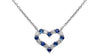 ESTATE .36CT DIAMOND & AAA SAPPHIRE 14KT WHITE GOLD 3D OPEN HEART LOVE NECKLACE