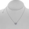ESTATE .36CT DIAMOND & AAA SAPPHIRE 14KT WHITE GOLD 3D OPEN HEART LOVE NECKLACE