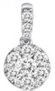 ESTATE .33CT DIAMOND 14KT WHITE GOLD 3D CLASSIC CLUSTER FLOWER FLOATING PENDANT