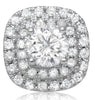 ESTATE .63CT DIAMOND 14KT WHITE GOLD CLUSTER SQUARE DOUBLE HALO FLOATING PENDANT
