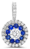 .51CT DIAMOND & AAA SAPPHIRE 14K WHITE GOLD CLASSIC FLOWER LOVE FLOATING PENDANT