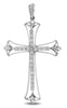ESTATE .47CT DIAMOND 14KT WHITE GOLD 3D CROSS FILIGREE MILGRAIN FLOATING PENDANT