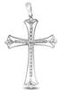 ESTATE .47CT DIAMOND 14KT WHITE GOLD 3D CROSS FILIGREE MILGRAIN FLOATING PENDANT