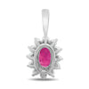 .81CT DIAMOND & AAA PINK SAPPHIRE 18KT GOLD OVAL & ROUND FLOWER FLOATING PENDANT
