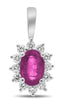 .81CT DIAMOND & AAA PINK SAPPHIRE 18KT GOLD OVAL & ROUND FLOWER FLOATING PENDANT
