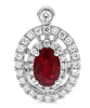 .86CT DIAMOND AAA RUBY 18K GOLD OVAL & ROUND DOUBLE HALO FLOWER FLOATING PENDANT