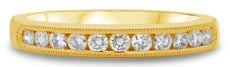 .34CT DIAMOND 14KT YELLOW GOLD ROUND CHANNEL FILIGREE MILGRAIN ANNIVERSARY RING