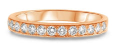 ESTATE .45CT DIAMOND 14KT ROSE GOLD ROUND CHANNEL PRONG CLASSIC ANNIVERSARY RING