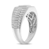 .89CT DIAMOND 18K WHITE GOLD ROUND & PRINCESS INVISIBLE SQUARE OCTAGON MENS RING