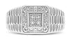 .89CT DIAMOND 18K WHITE GOLD ROUND & PRINCESS INVISIBLE SQUARE OCTAGON MENS RING