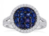 1.84CT DIAMOND & SAPPHIRE 14KT WHITE & BLACK GOLD ROUND & SQUARE INVISIBLE RING