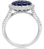1.84CT DIAMOND & SAPPHIRE 14KT WHITE & BLACK GOLD ROUND & SQUARE INVISIBLE RING