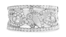 .55CT DIAMOND 14K WHITE GOLD 3D FILIGREE MILGRAIN SEMI ETERNITY ANNIVERSARY RING
