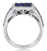 2.27CT DIAMOND & AAA SAPPHIRE 14K WHITE & BLACK GOLD 3D ROUND & SQUARE HALO RING