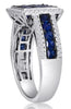 2.27CT DIAMOND & AAA SAPPHIRE 14K WHITE & BLACK GOLD 3D ROUND & SQUARE HALO RING