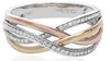 ESTATE .17CT DIAMOND 14KT TRI COLOR GOLD 3D CRISS CROSS INFINITY LOVE RING