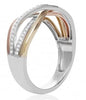 ESTATE .17CT DIAMOND 14KT TRI COLOR GOLD 3D CRISS CROSS INFINITY LOVE RING