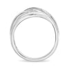 ESTATE .17CT DIAMOND 14KT WHITE GOLD 3D MULTI ROW CRISS CROSS INFINITY LOVE RING