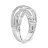 ESTATE .17CT DIAMOND 14KT WHITE GOLD 3D MULTI ROW CRISS CROSS INFINITY LOVE RING