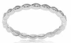 ESTATE .03CT DIAMOND 14KT WHITE GOLD ROUND & MARQUISE SHAPE SEMI ETERNITY RING