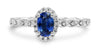 .70CT DIAMOND & AAA SAPPHIRE 14KT WHITE GOLD OVAL HALO ETERNITY ENGAGEMENT RING