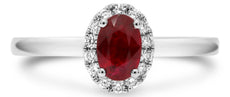 .72CT DIAMOND & AAA RUBY 14KT WHITE GOLD 3D OVAL & ROUND FLOWER ENGAGEMENT RING