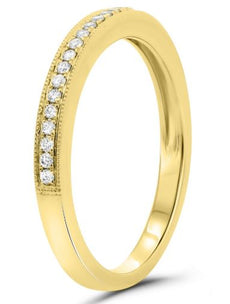 .11CT DIAMOND 14KT YELLOW GOLD 3D ROUND FILIGREE SEMI ETERNITY ANNIVERSARY RING