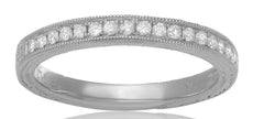 .20CT DIAMOND 14KT WHITE GOLD ROUND FILIGREE MILGRAIN WEDDING ANNIVERSARY RING