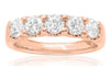 WIDE 1.04CT DIAMOND 14KT ROSE GOLD CLASSIC 5 STONE SHARE PRONG ANNIVERSARY RING