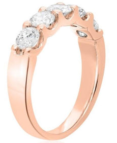 WIDE 1.04CT DIAMOND 14KT ROSE GOLD CLASSIC 5 STONE SHARE PRONG ANNIVERSARY RING