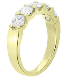 WIDE 1.04CT DIAMOND 14K YELLOW GOLD CLASSIC 5 STONE SHARE PRONG ANNIVERSARY RING