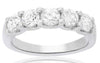 WIDE 1.37CT DIAMOND 14KT WHITE GOLD CLASSIC 5 STONE SHARE PRONG ANNIVERSARY RING