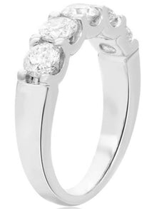 WIDE 1.37CT DIAMOND 14KT WHITE GOLD CLASSIC 5 STONE SHARE PRONG ANNIVERSARY RING