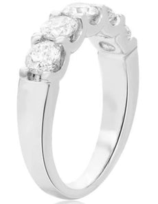ESTATE WIDE 1.04CT DIAMOND 14KT WHITE GOLD 5 STONE SHARE PRONG ANNIVERSARY RING