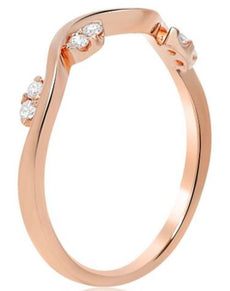 ESTATE .09CT DIAMOND 14KT ROSE GOLD 3D ROUND MARQUISE SHAPE WAVE FUN RING